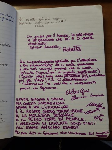 Messaggio scritto a mano dagli studenti: apri per ingrandire