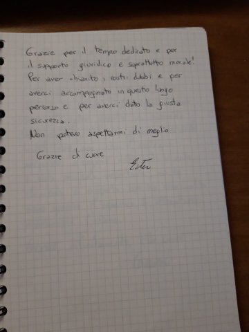 Messaggio scritto a mano dagli studenti TurinLex, n. 12