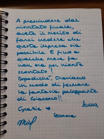Messaggio scritto a mano dagli studenti: apri per ingrandire